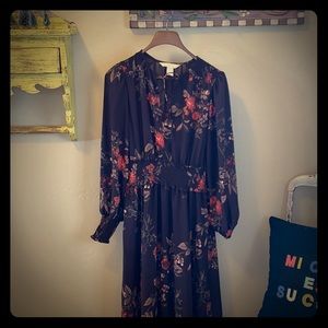 Brown floral H&M long dress Size 10